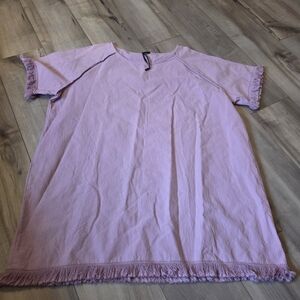 Coco& Carmen Pink Fringed Short Sleeve Tunic/Dress